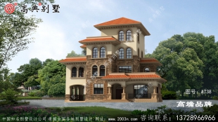 农村自建三层欧式别墅设计图纸，造型简约，布局紧凑
