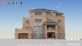 这款简欧四层别墅，外观简单大气，在农村别墅中相当明亮。