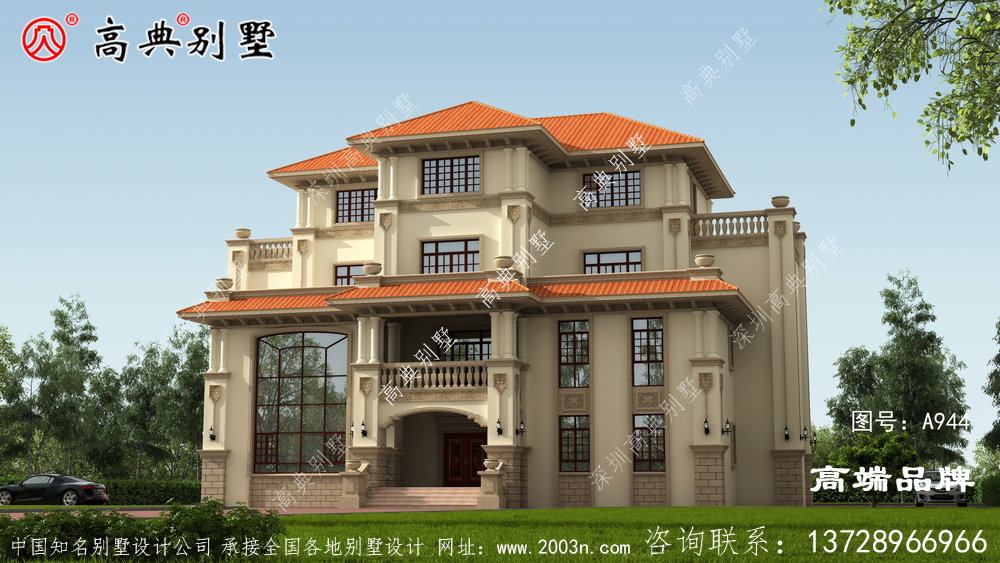 四楼农村住宅别墅设计图,外观如何设计高级大气?