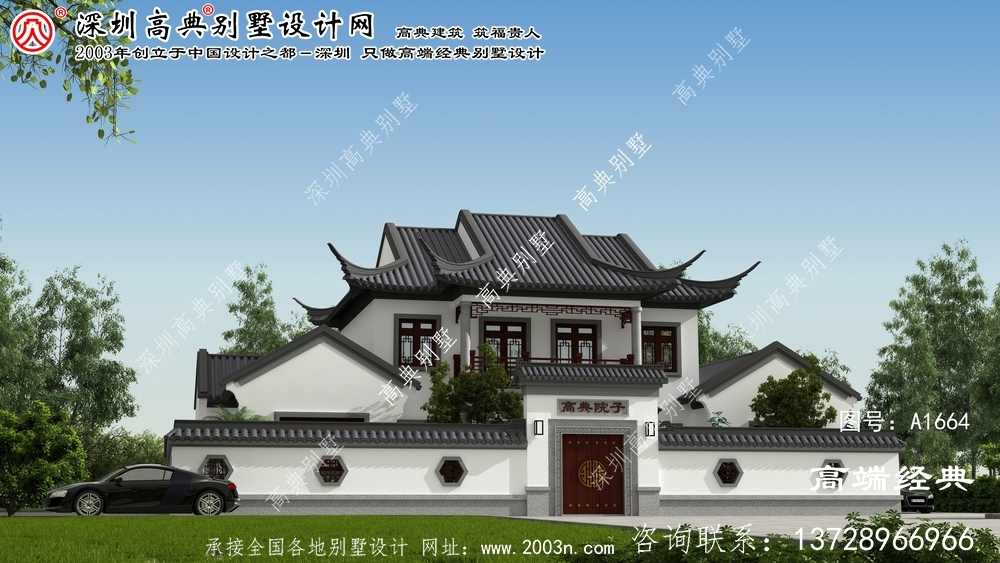 湘阴县乡下自建中式庭院图样设计，美观大方。