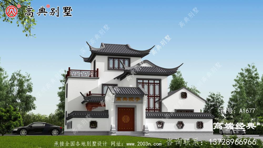 奉化市新中式风格别墅设计图,带大露台,百看不厌
