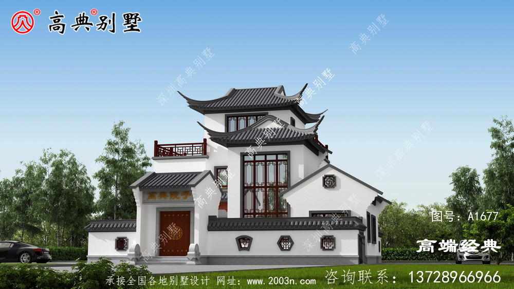 奉化市新中式风格别墅设计图,带大露台,百看不厌