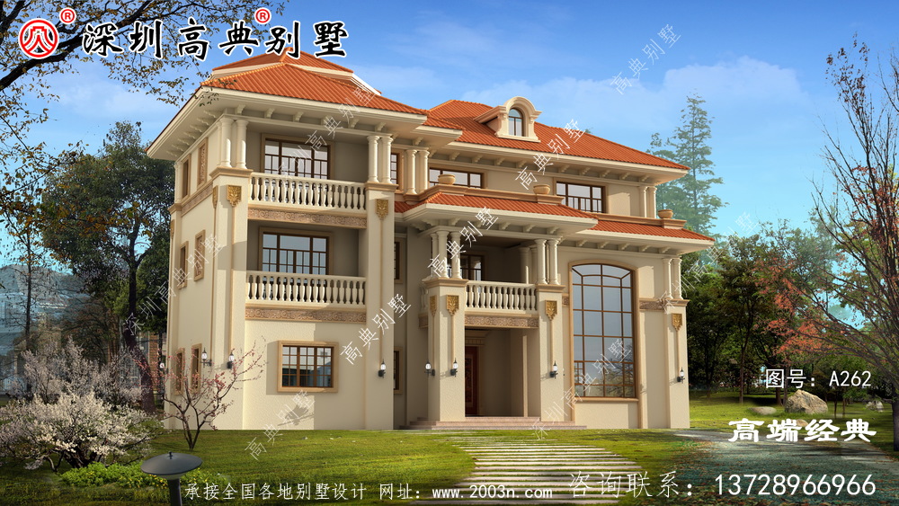 三层洋房设计图,洋气实用,孩子都乐意回来住了