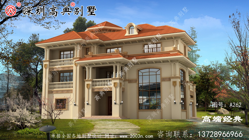 三层洋房设计图,洋气实用,孩子都乐意回来住了