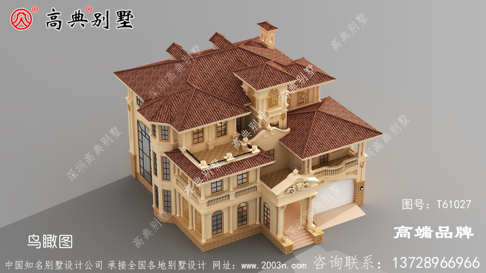 大户型欧式风格别墅外观设计图 ,结构简单易施工