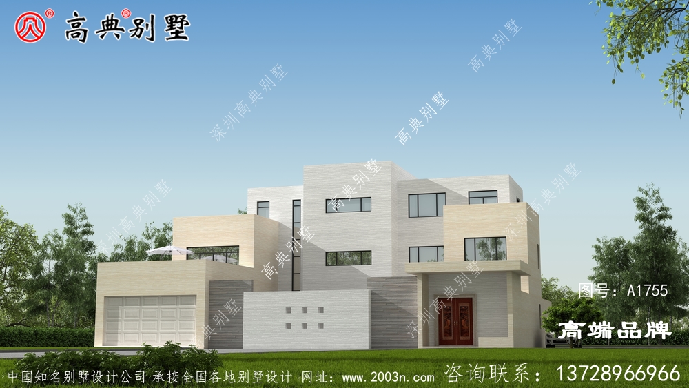 立面颜色为灰色和白色，外观和布局非常惊艳