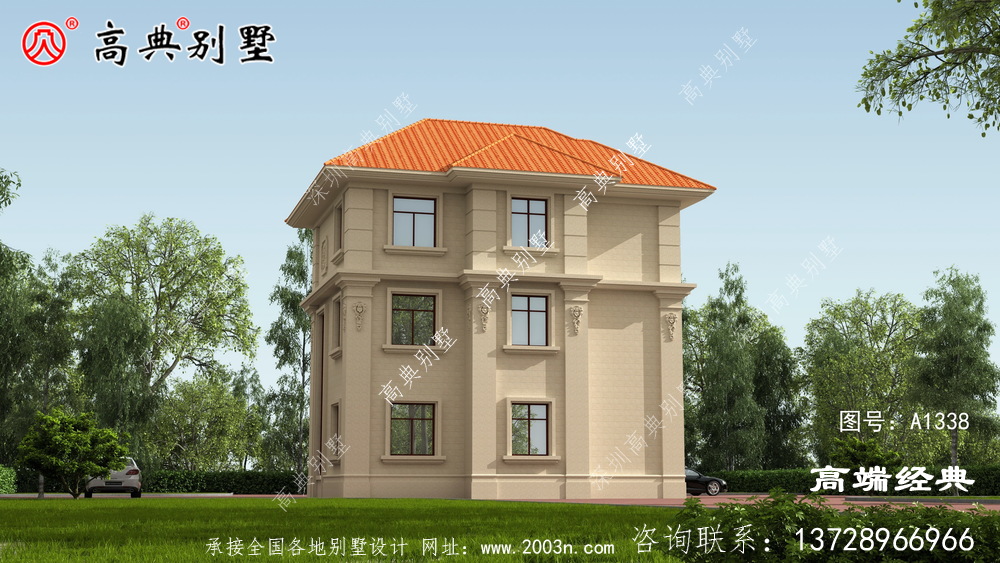 合理的配色和多面窗的设计与田园风景非常和谐